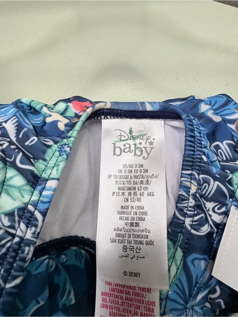 NWT Disney Baby Mickey Mouse Blue Tropical Floral Tiered Ruffle Swimsuit Size 0-